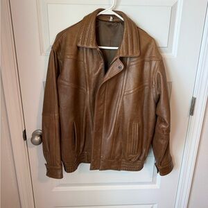 Men's Brown Leather Jacket French made vintage